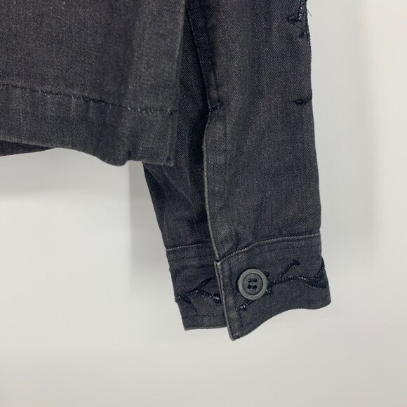 Coldwater Creek Jacket Gray Denim Embroidered Floral Zip Front - Picture 8 of 8